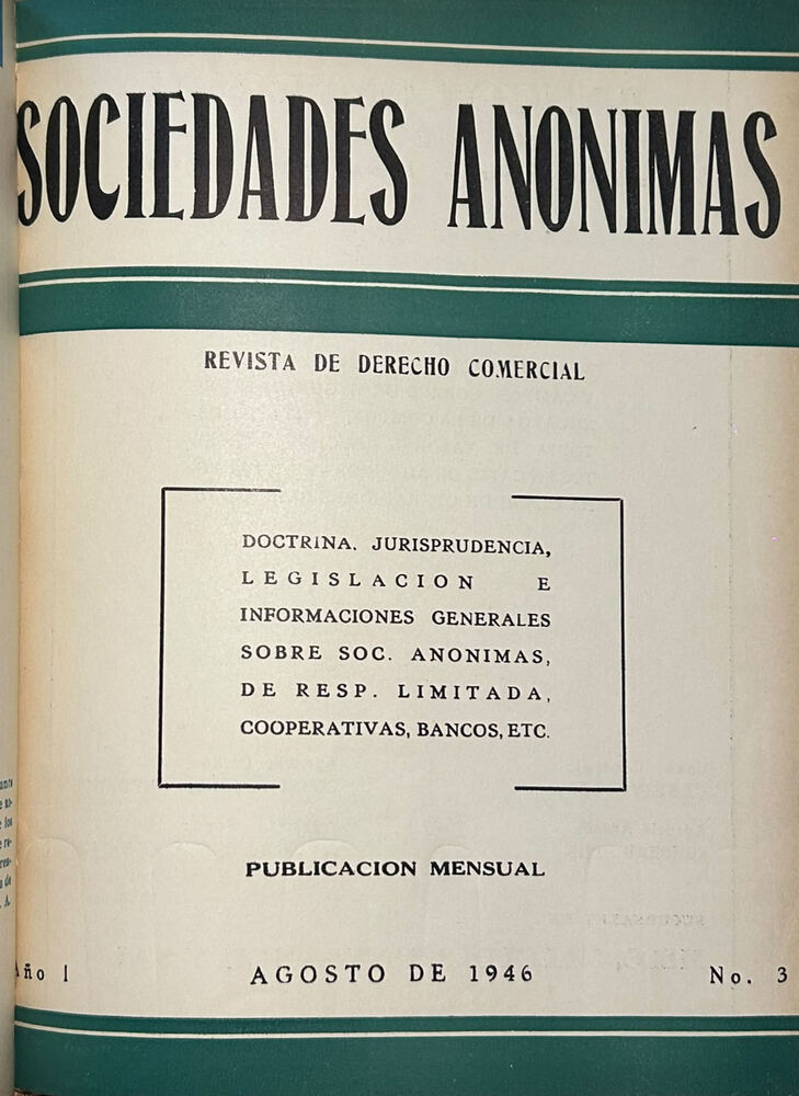 Sociedades Anónimas — Agosto 1946